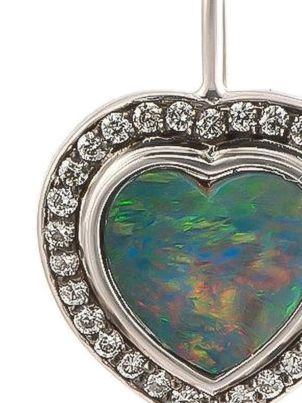  Sylva & Cie Heart Opal And Diamond Earrings - Silver 