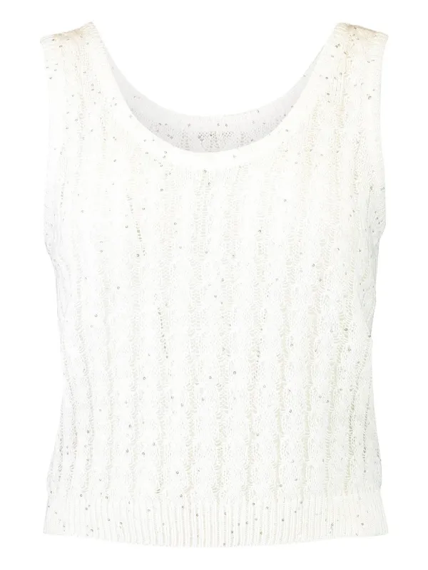Brunello Cucinelli Dazzling Cable Top in White