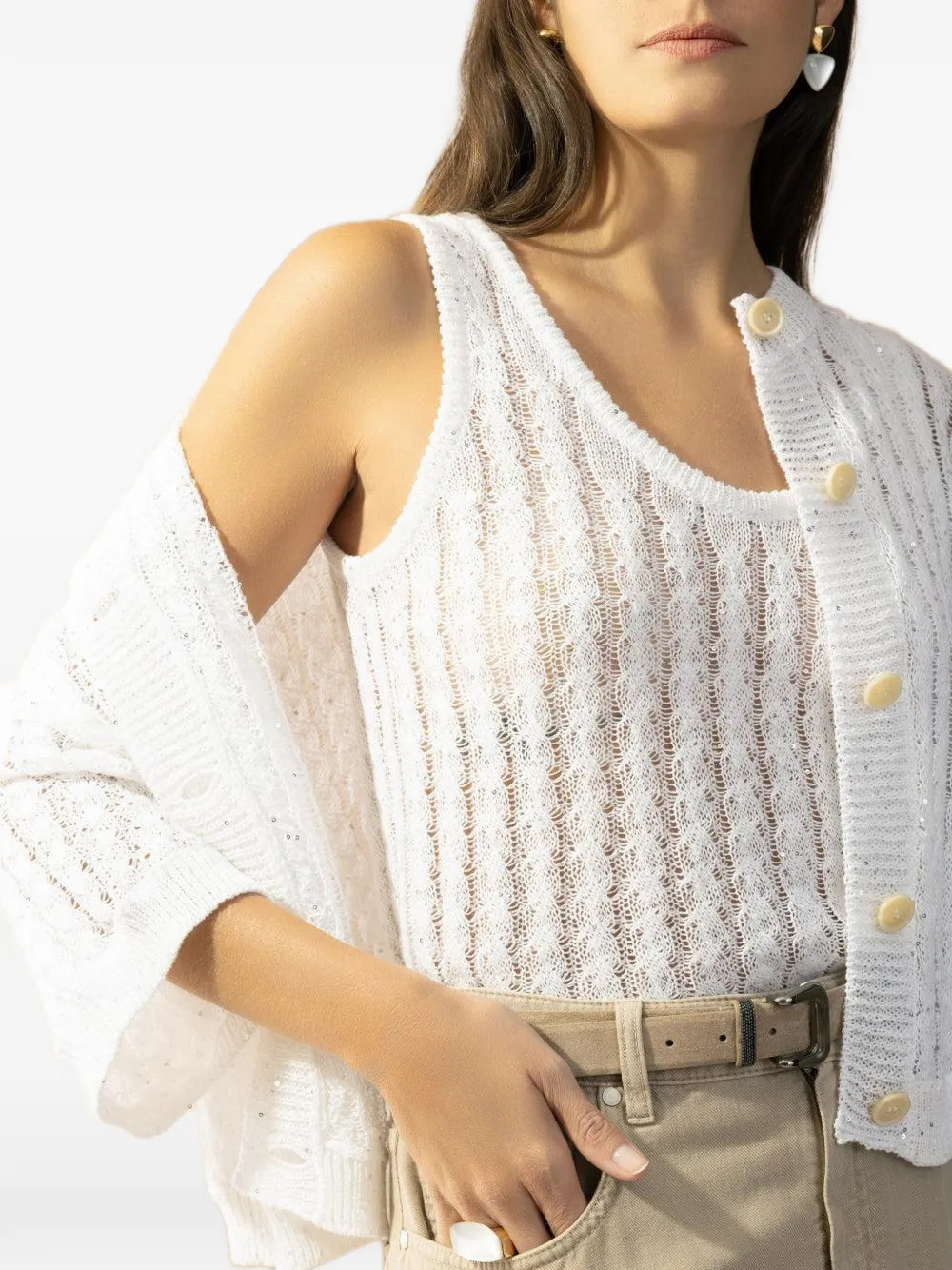 Brunello Cucinelli Tanktop met diepe ronde hals Wit