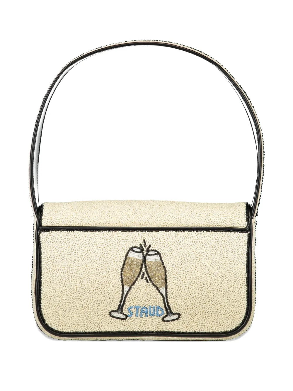 STAUD Tommy beaded graphic shoulder bag - Beige