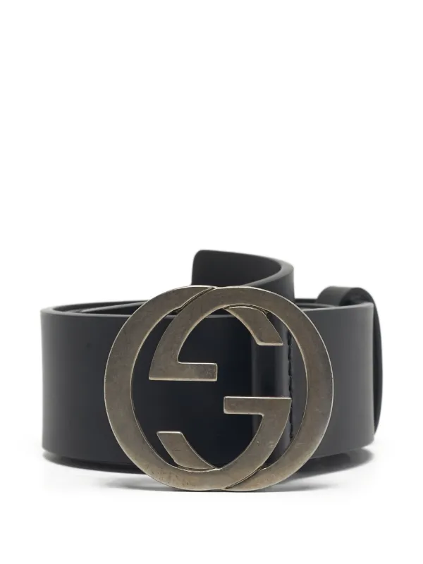 Gucci Belt 05/34 Gg buckle leather belt Gucci Black size 85 cm in Leather  main image 4