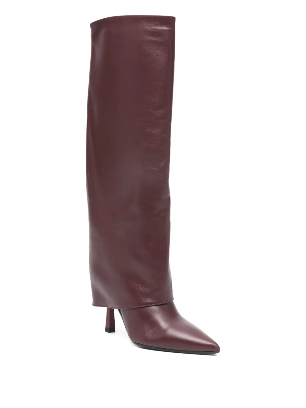 Gisel Moire Emily Pointed-toe Boots In Burgundy