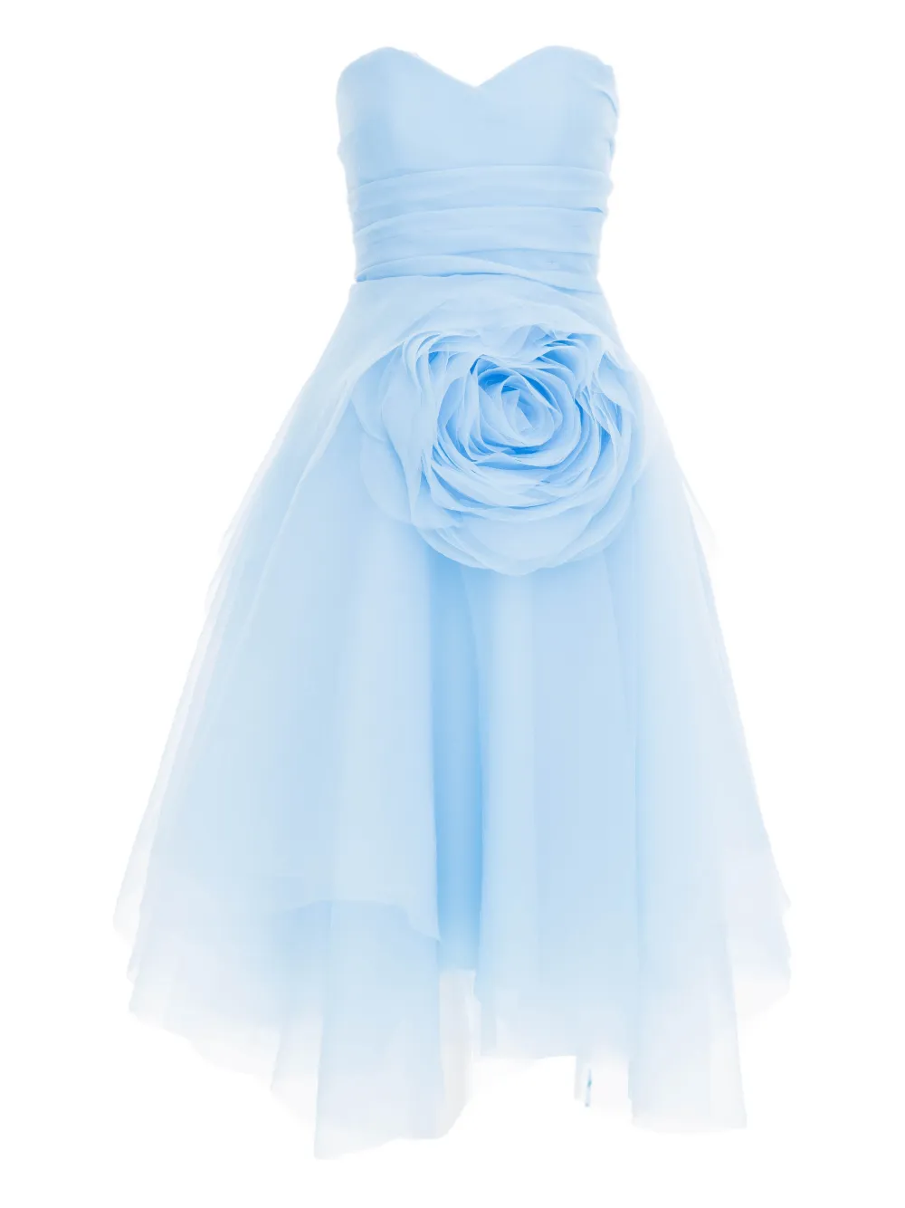 Ana Radu floral-appliqué strapless dress - Blu