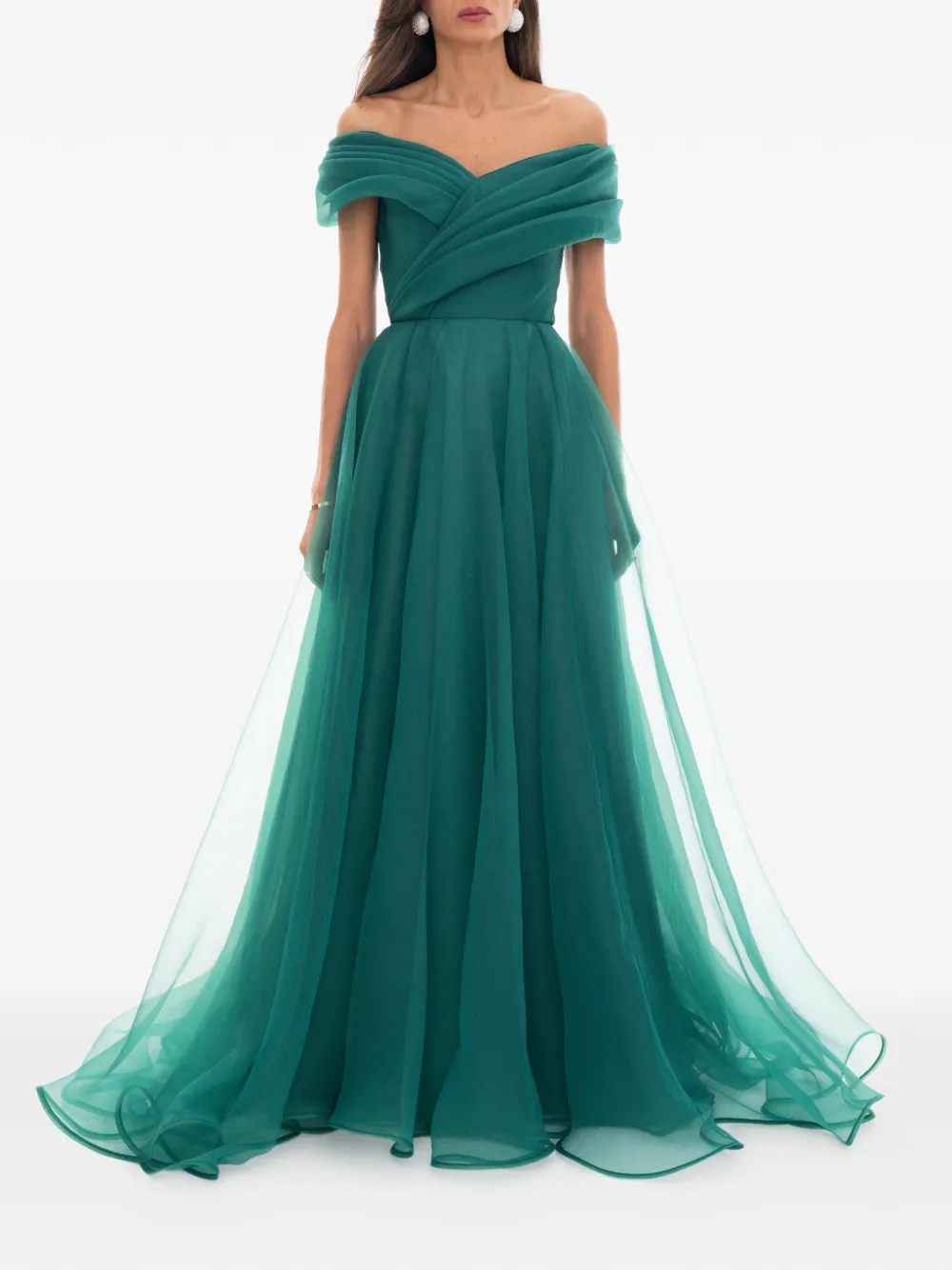 Ana Radu off-shoulder draped gown - Groen