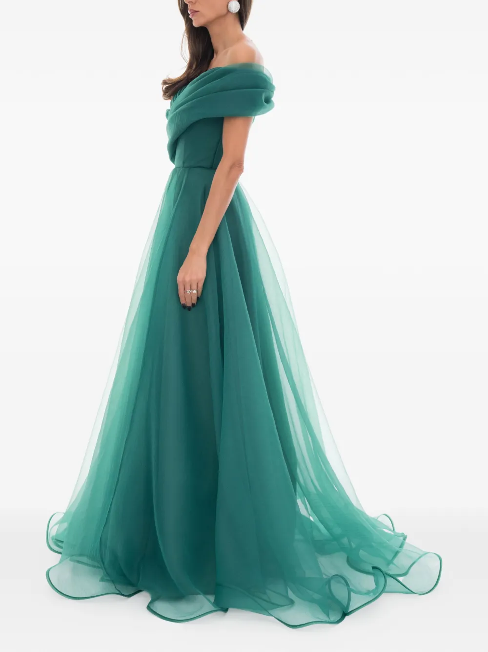 Ana Radu Off-shoulder avondjurk Groen