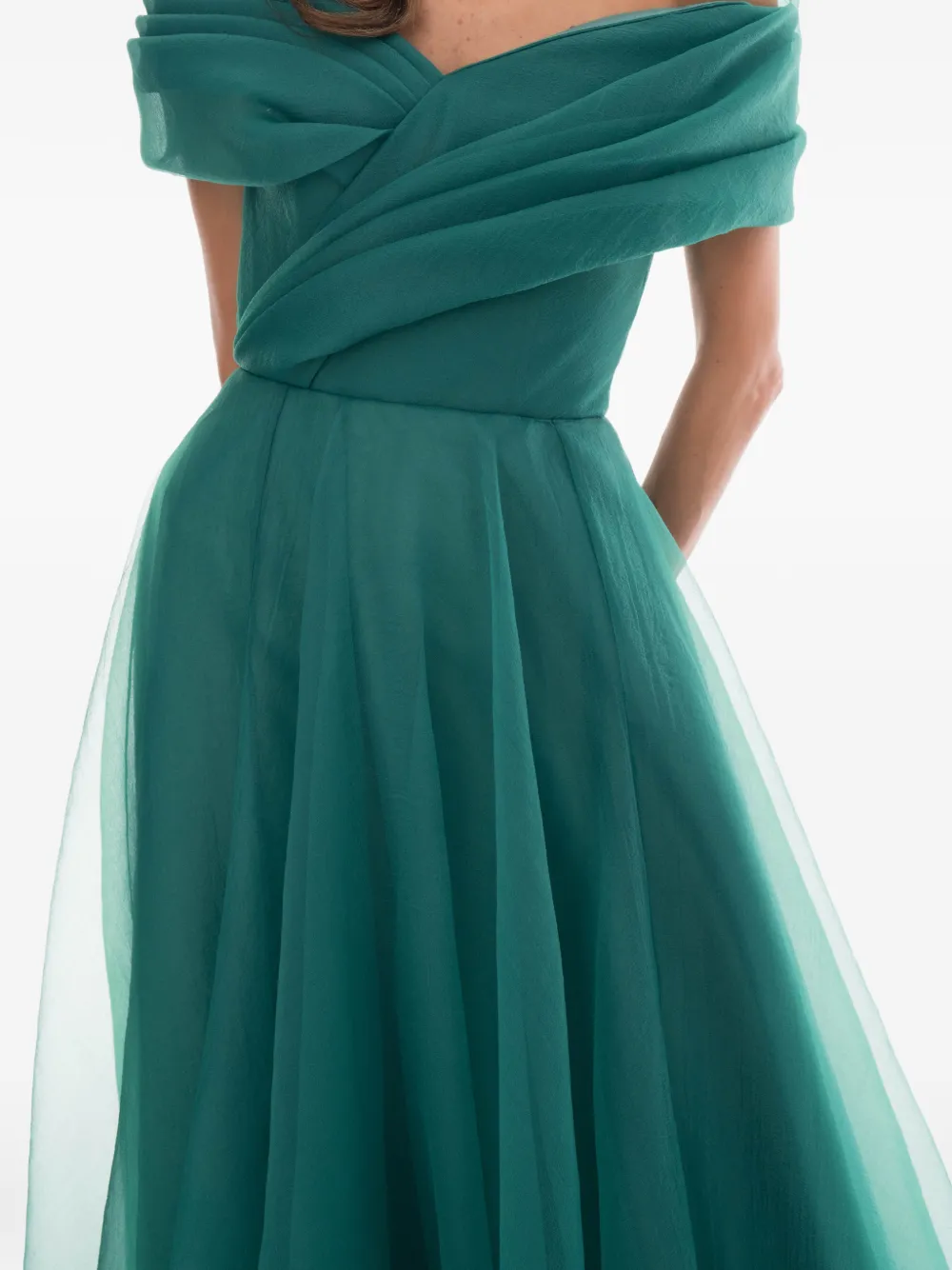Ana Radu Off-shoulder avondjurk Groen