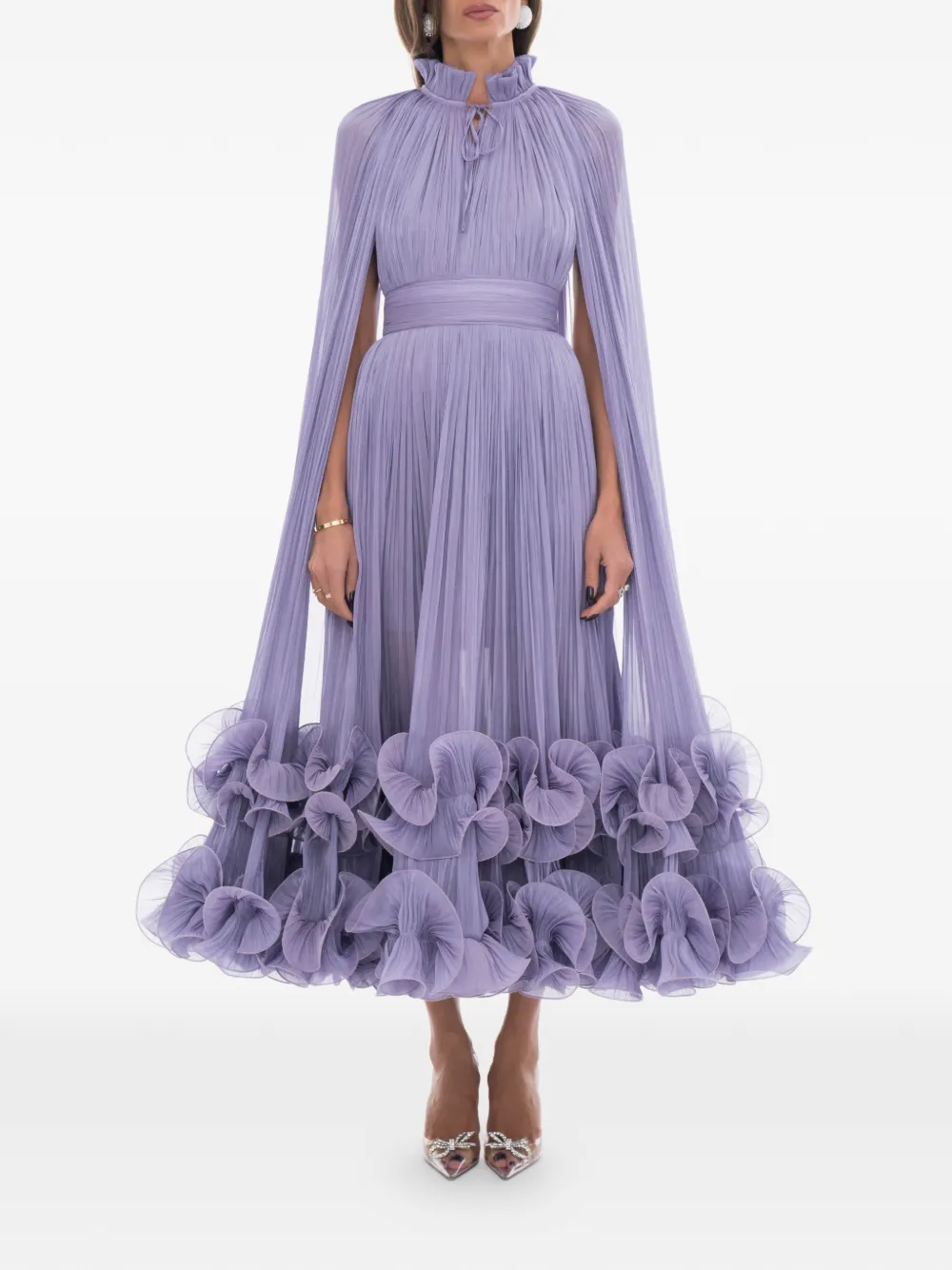 Ana Radu pleated cape dress - Paars