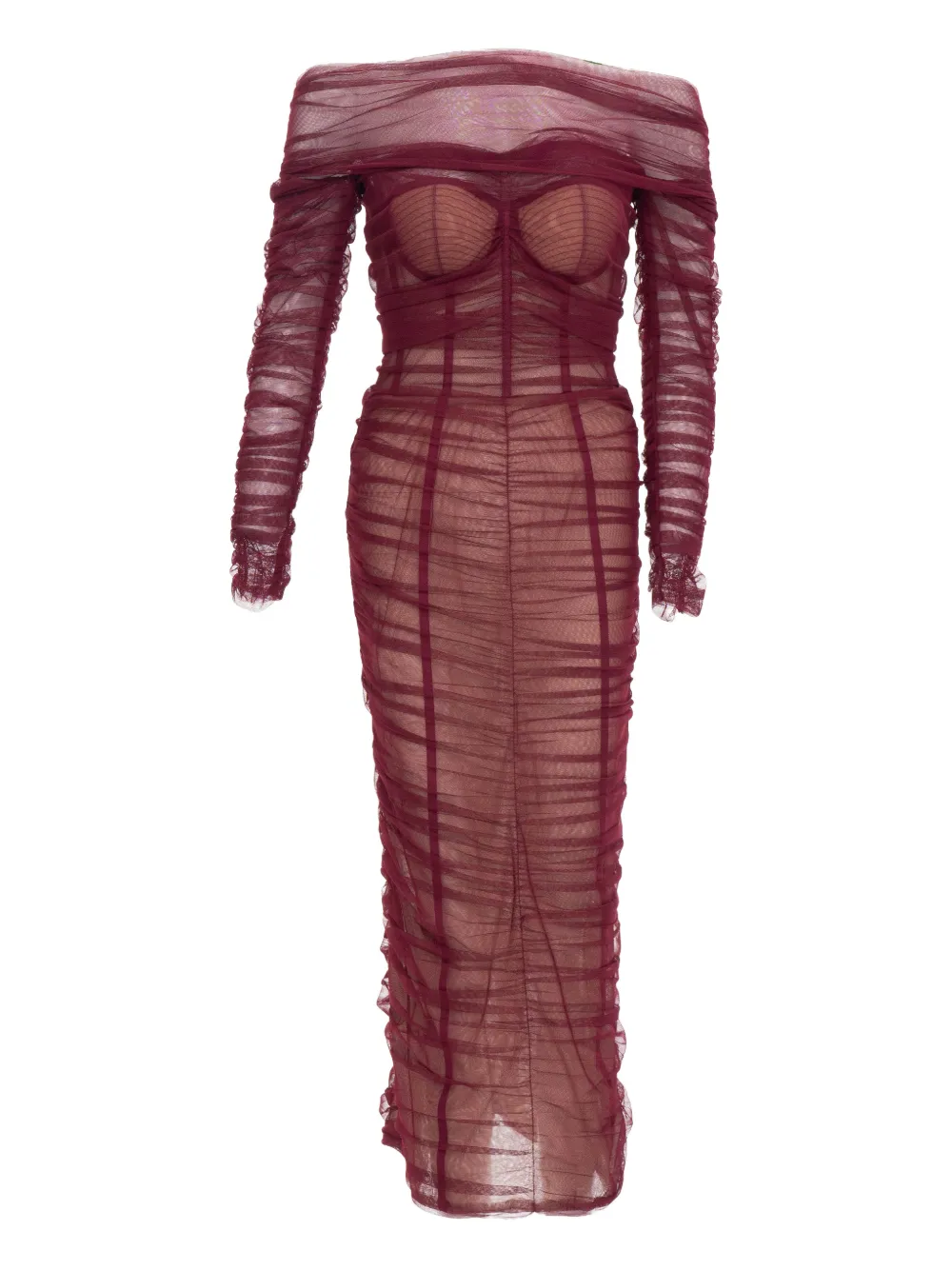 Ana Radu off-shoulder ruched dress - Rosso