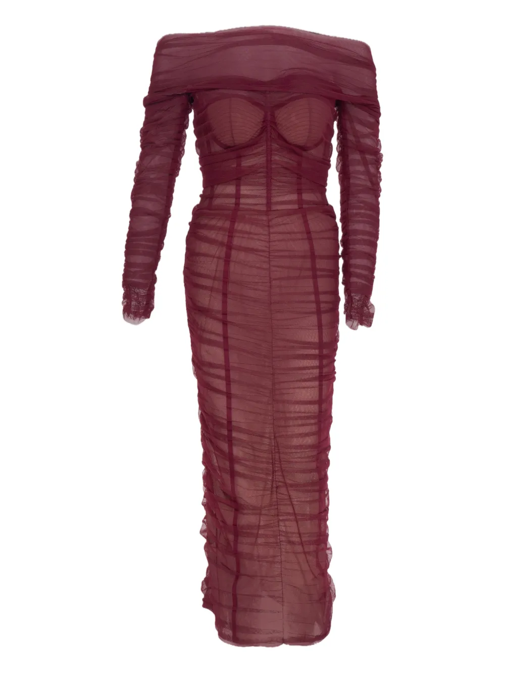 Ana Radu off-shoulder ruched dress - Rosso