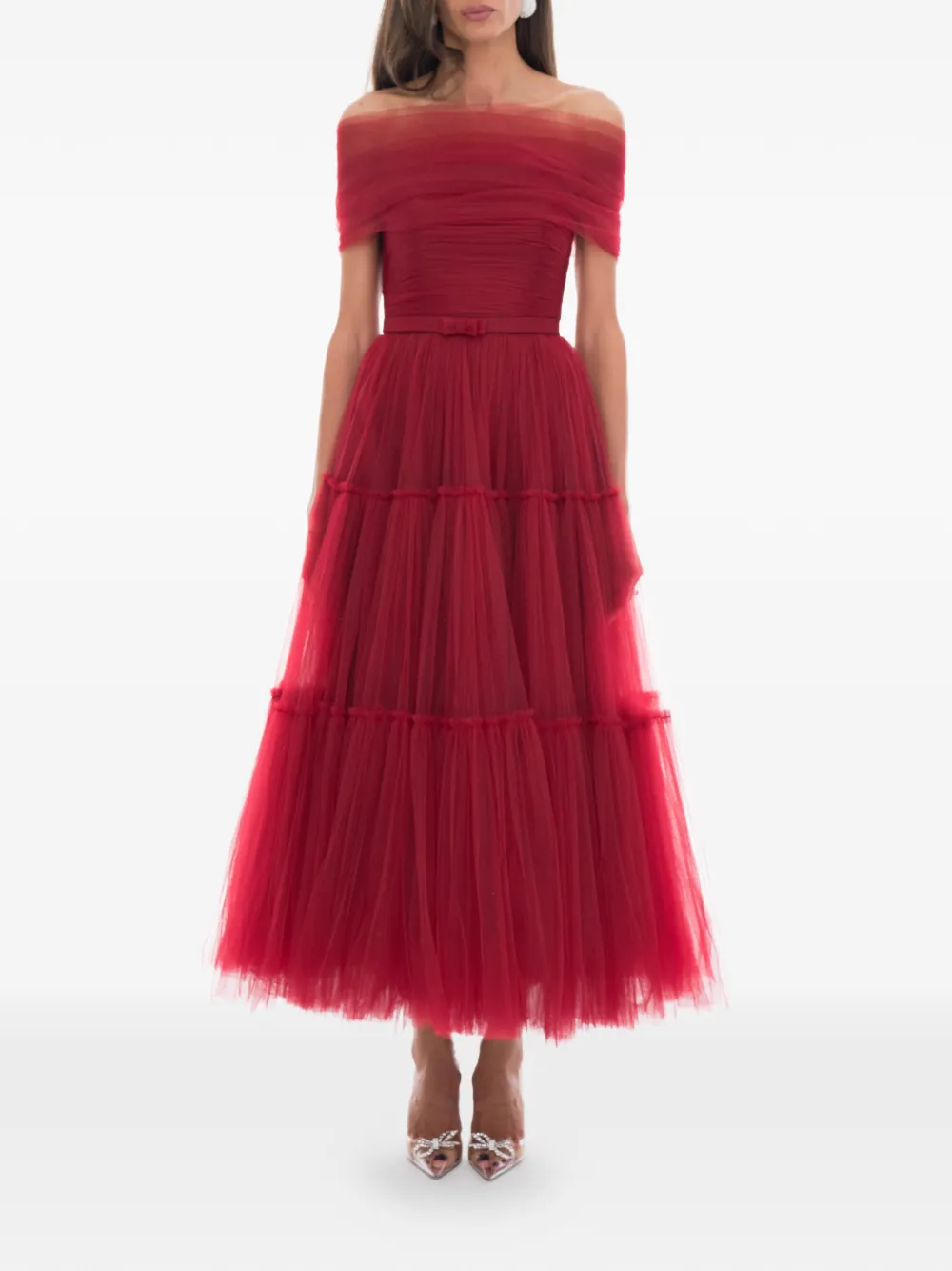 Ana Radu off-shoulder tulle dress - Rood