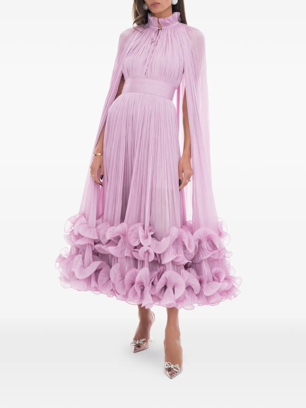 Ana Radu pleated cape dress - Roze