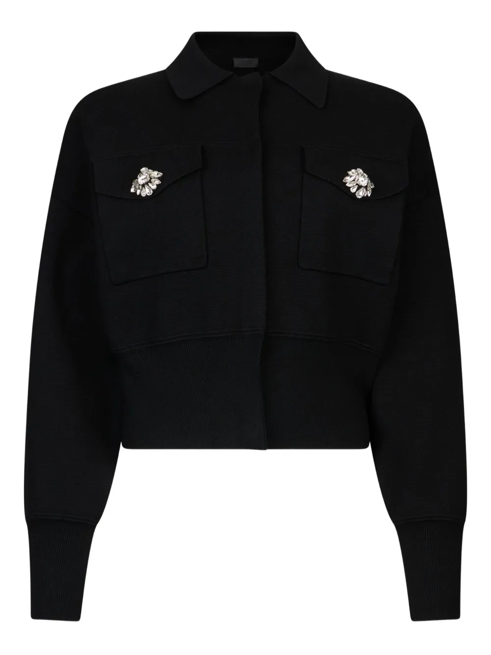 LIU JO bejewelled button knit jacket | Black | Image 1
