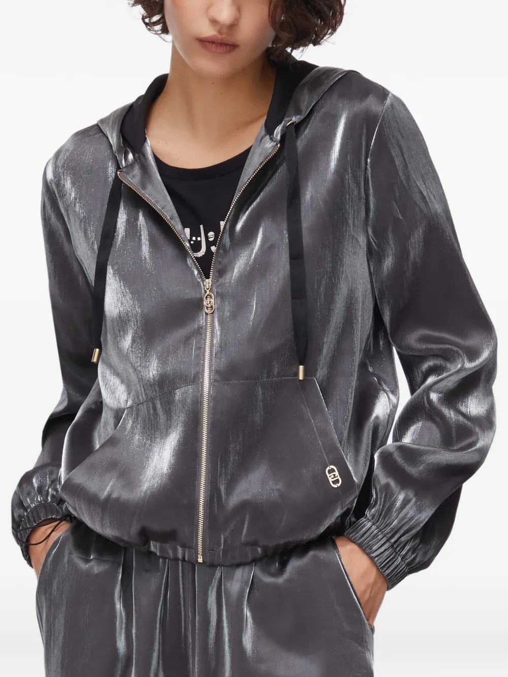  Liu Jo Laminated Hooded Jacket - Grey 