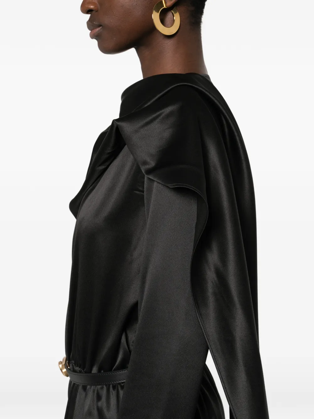 PINKO Maite jurk met col en split Zwart