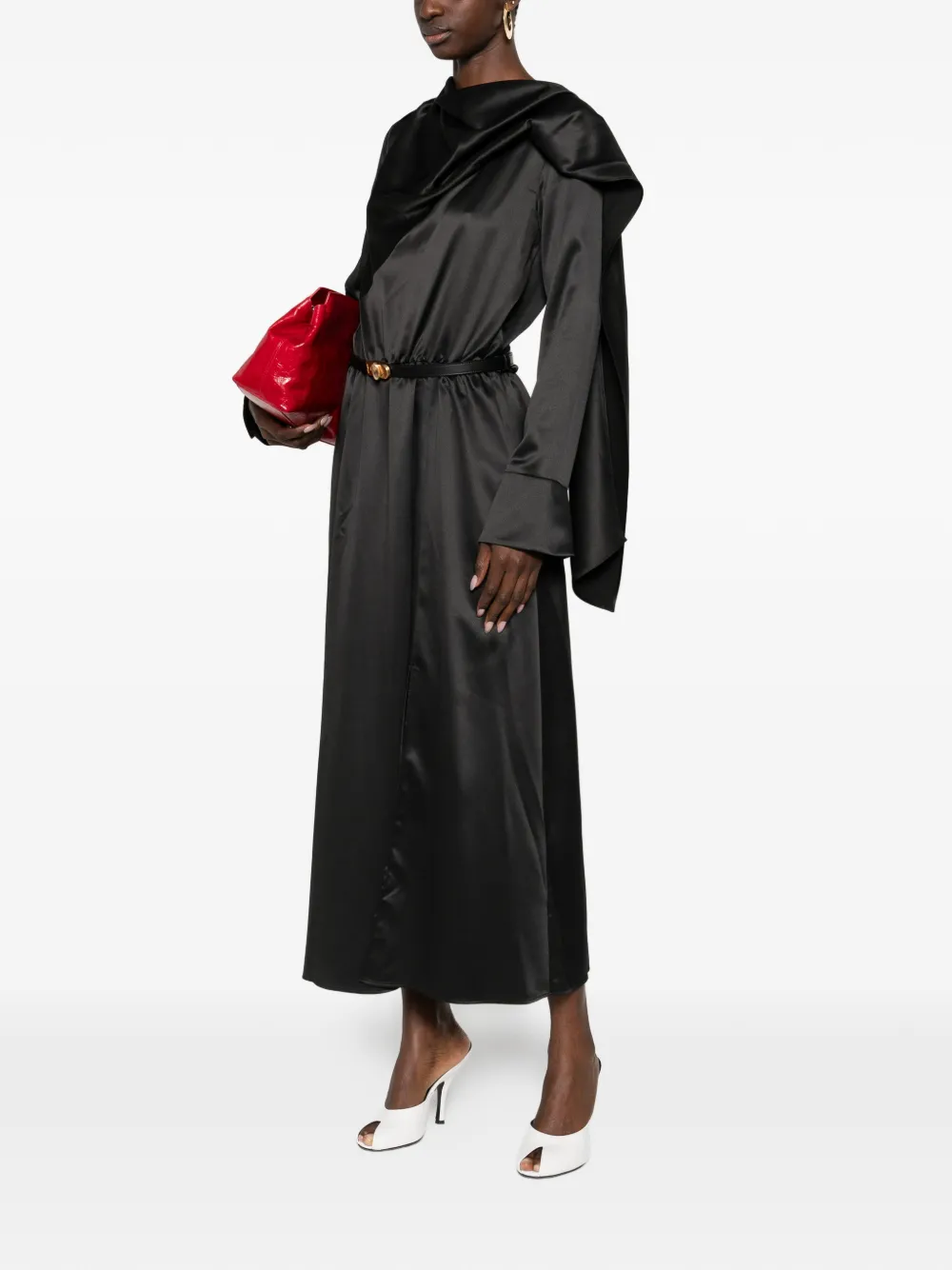 PINKO Maite cowl-neck split dress - Zwart