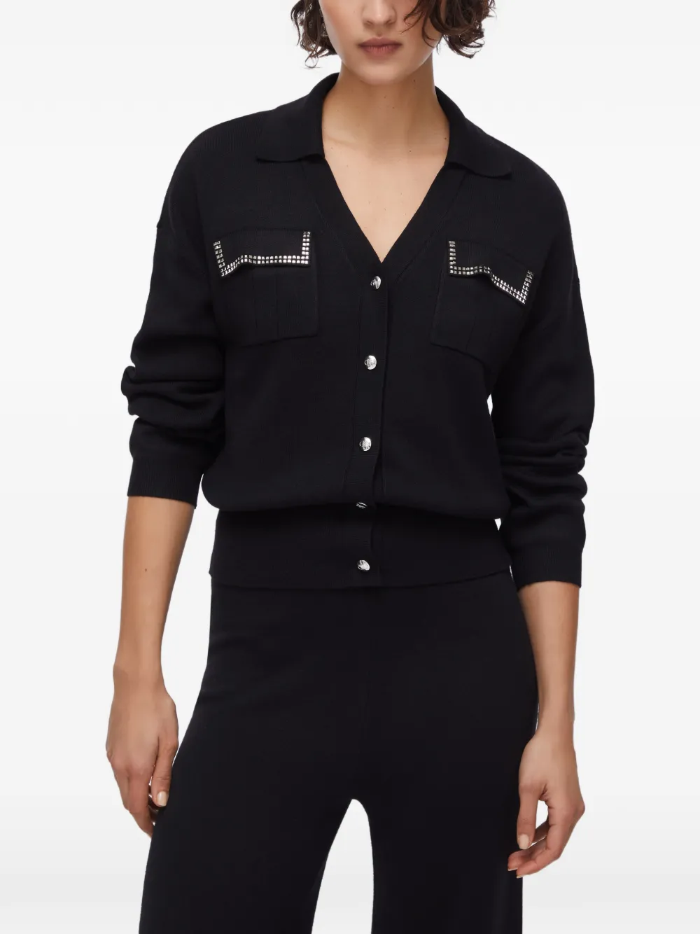  Liu Jo Appliqued-pocket Cardigan - Black 