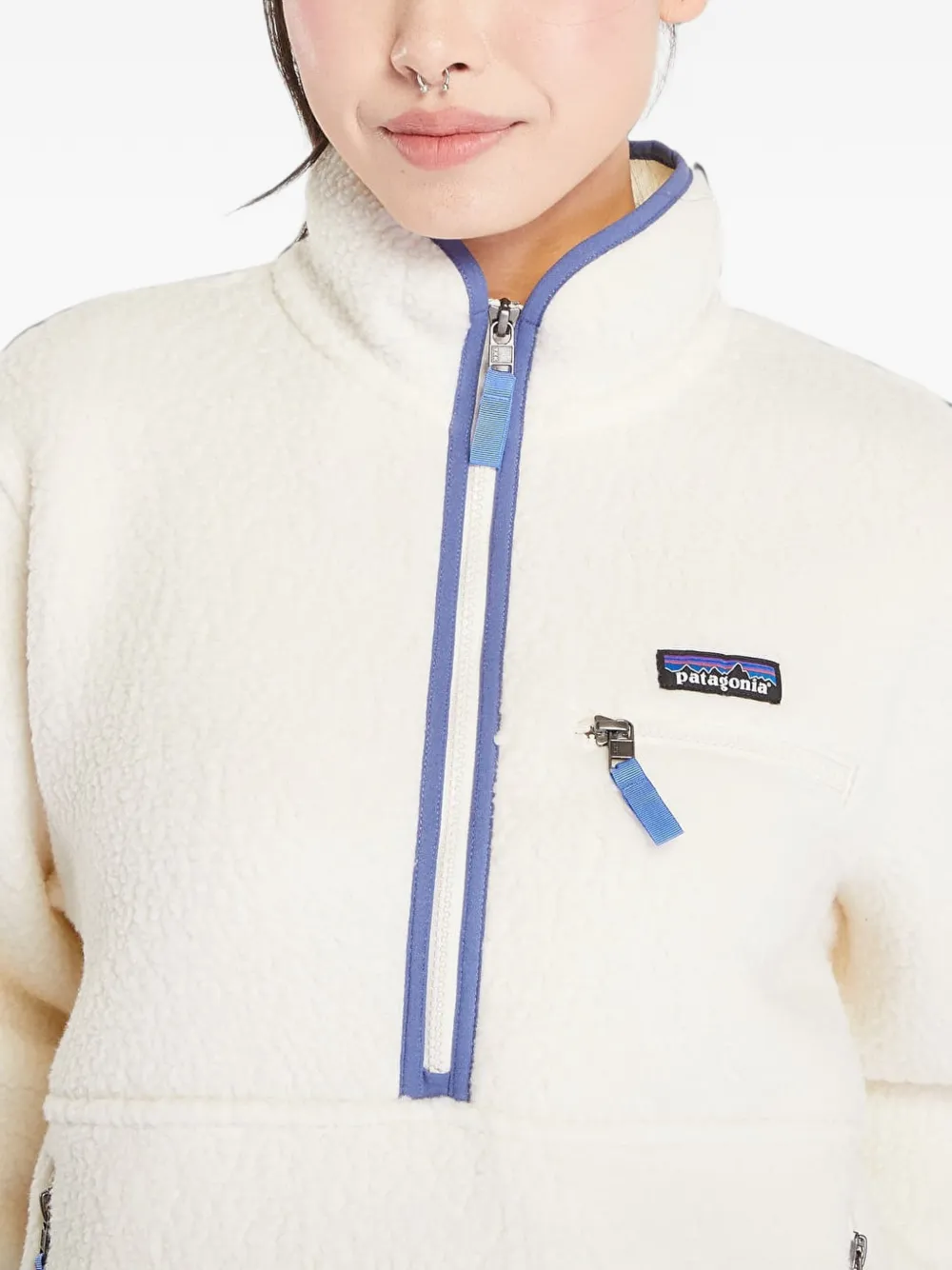 Patagonia Retro Pile Marsupial sweater met halve rits Beige