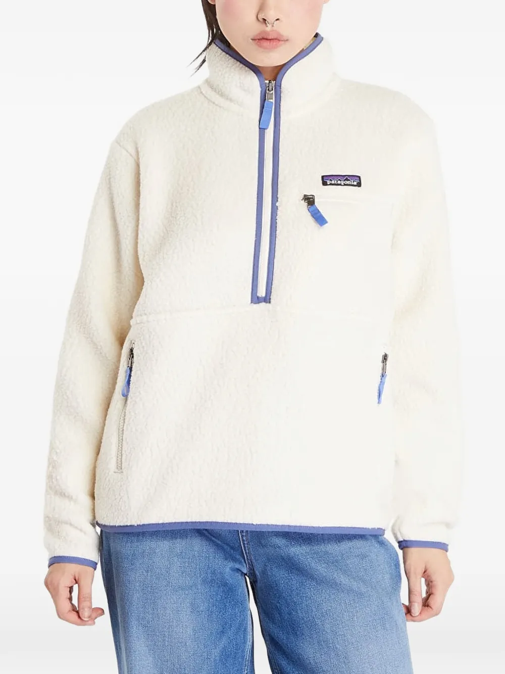 Patagonia Retro Pile Marsupial sweater met halve rits Beige