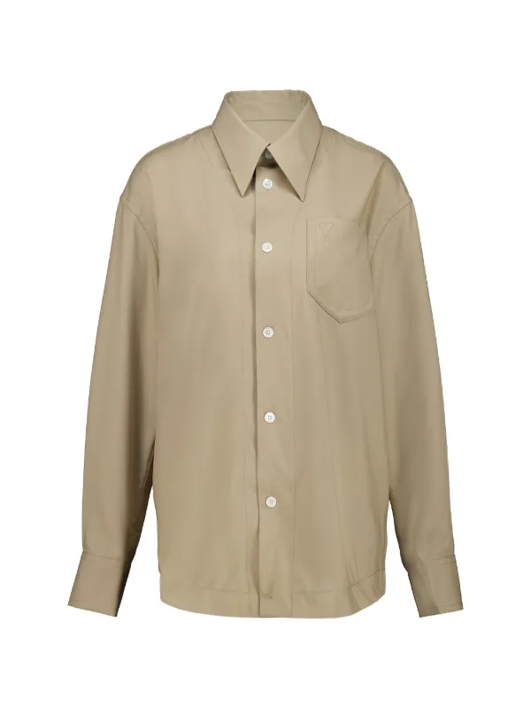 Ami Paris Sharp-collar Shirt in Neutrals