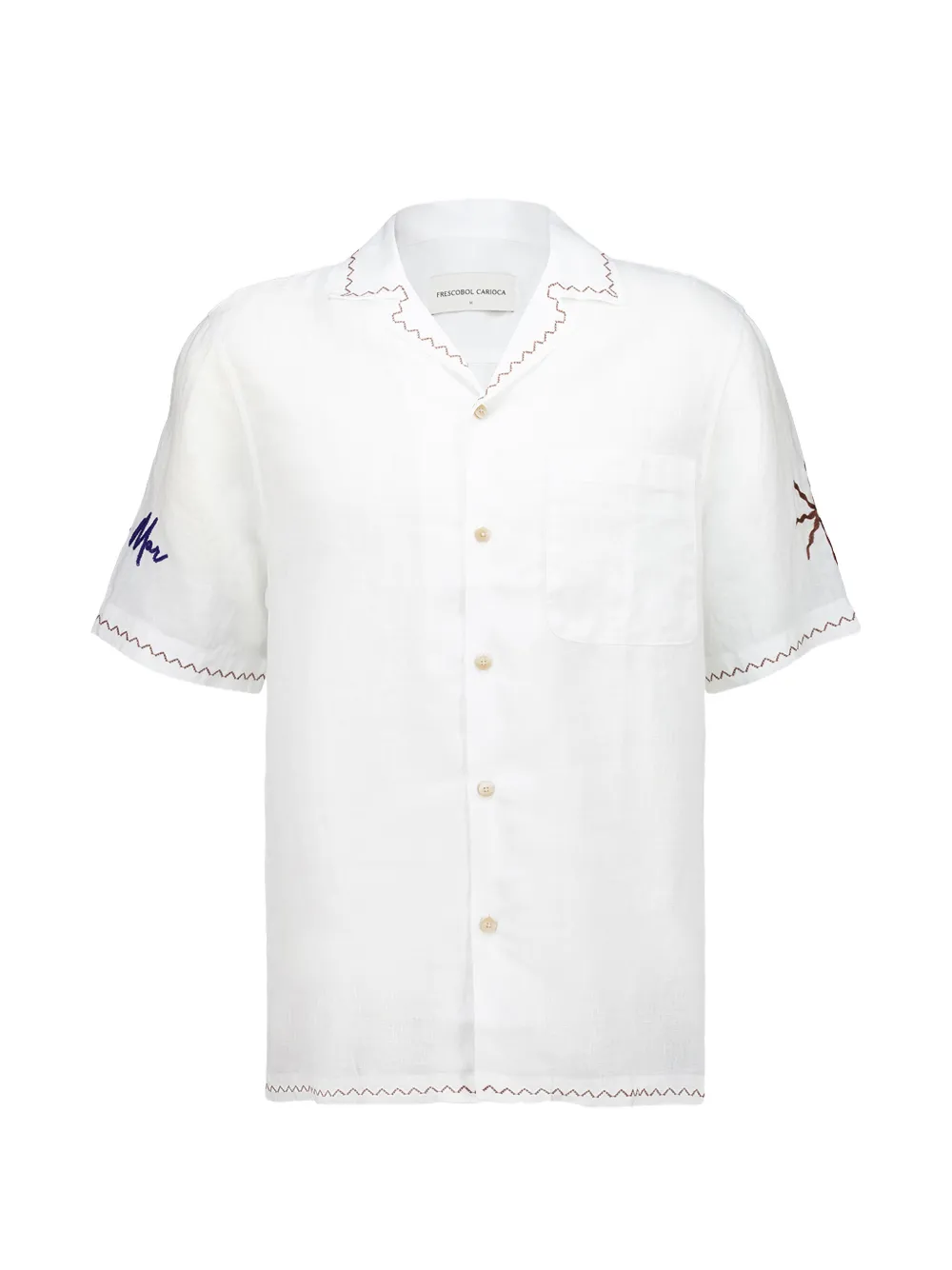 Frescobol Carioca Alves embroidered linen shirt - Weiß