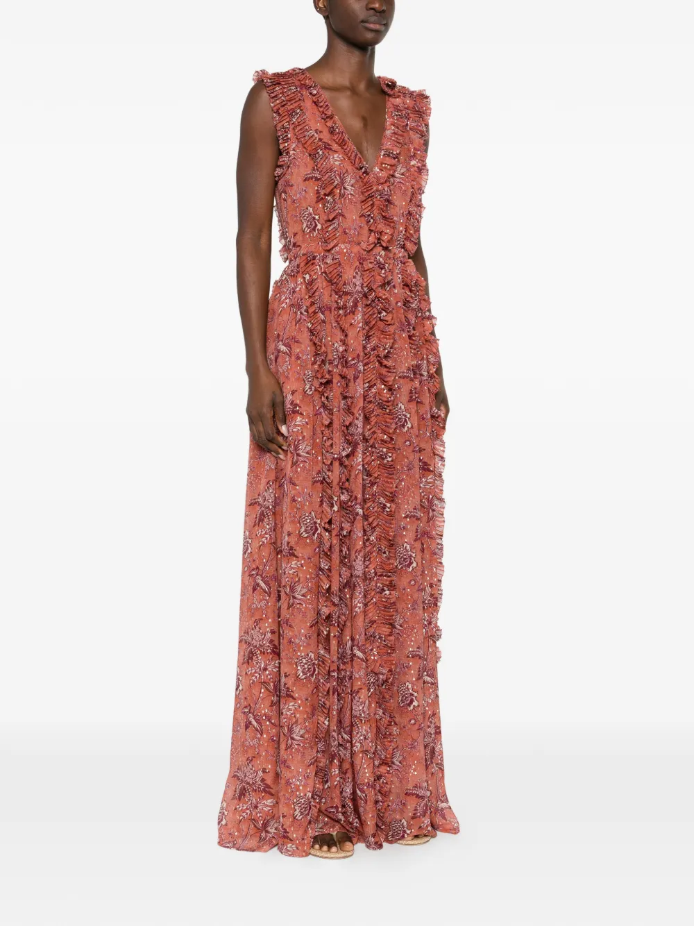 Aida Ruffled Floral Gown
