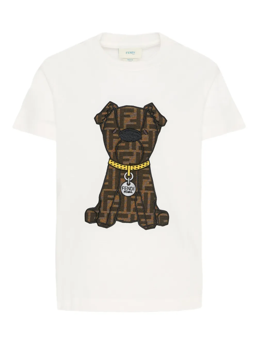 Fendi Kids dog-graphic T-shirt - Bianco