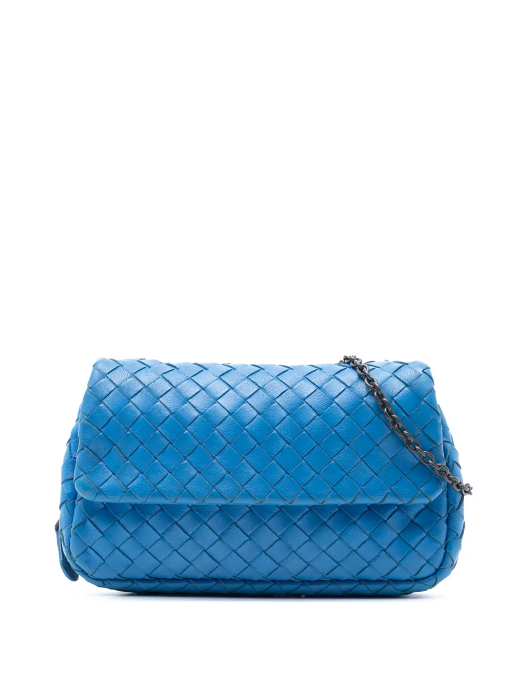 Bottega Veneta Pre-Owned Borsa espandibile a tracolla Intrecciato mini in nappa con catena e battente 2012-2025 - Blu