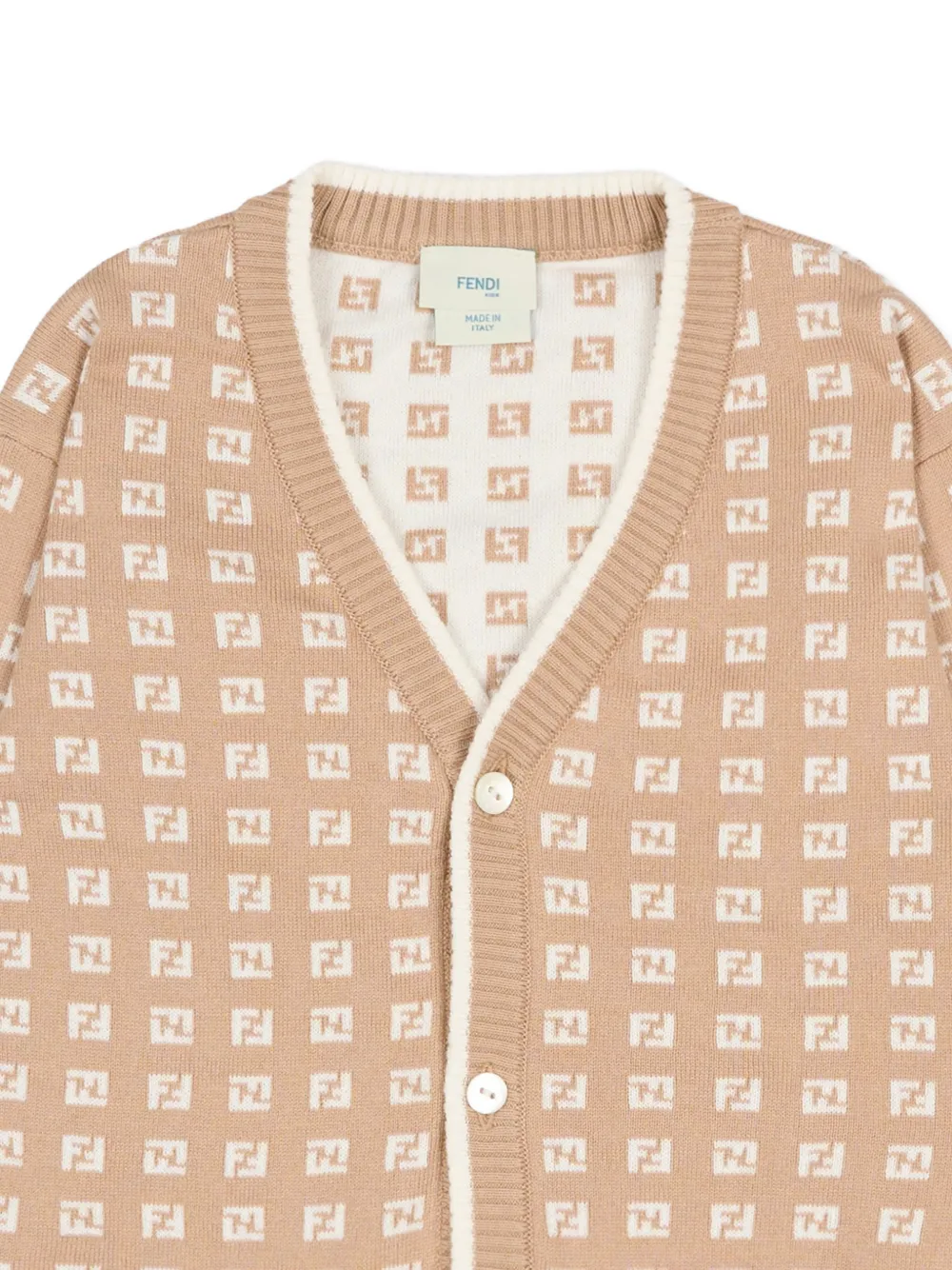  Fendi Kids Pattern Cardigan - Neutrals 