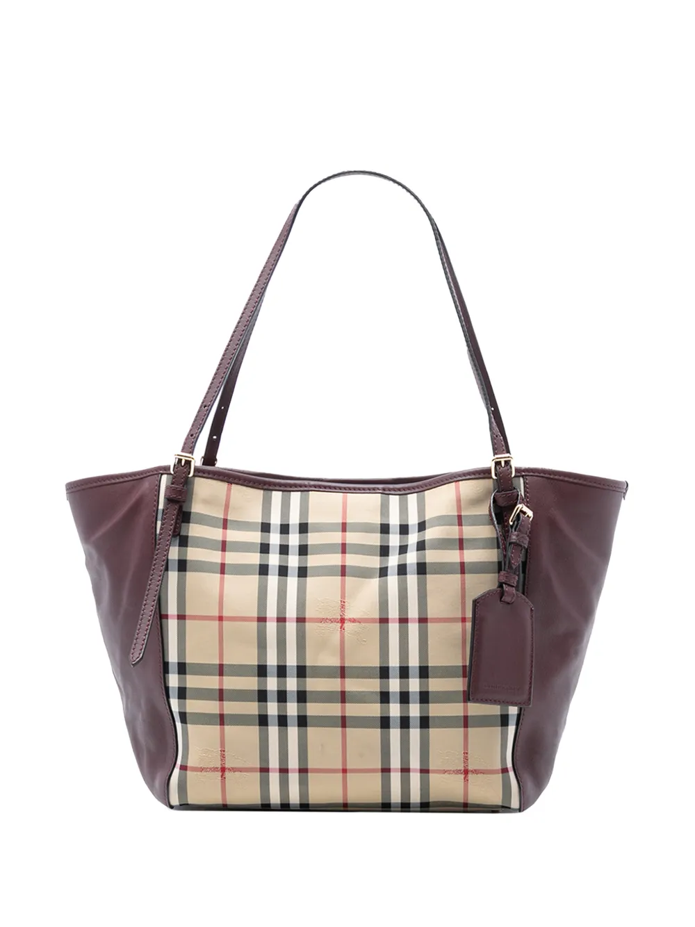 Burberry Pre-Owned Borsa tote piccola Canterbury in pelle e tela con motivo Haymarket Check 2000-2017 - Rosso