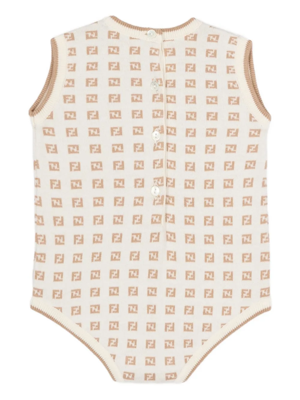 Fendi Kids Twee rompers met kraag en logo Beige