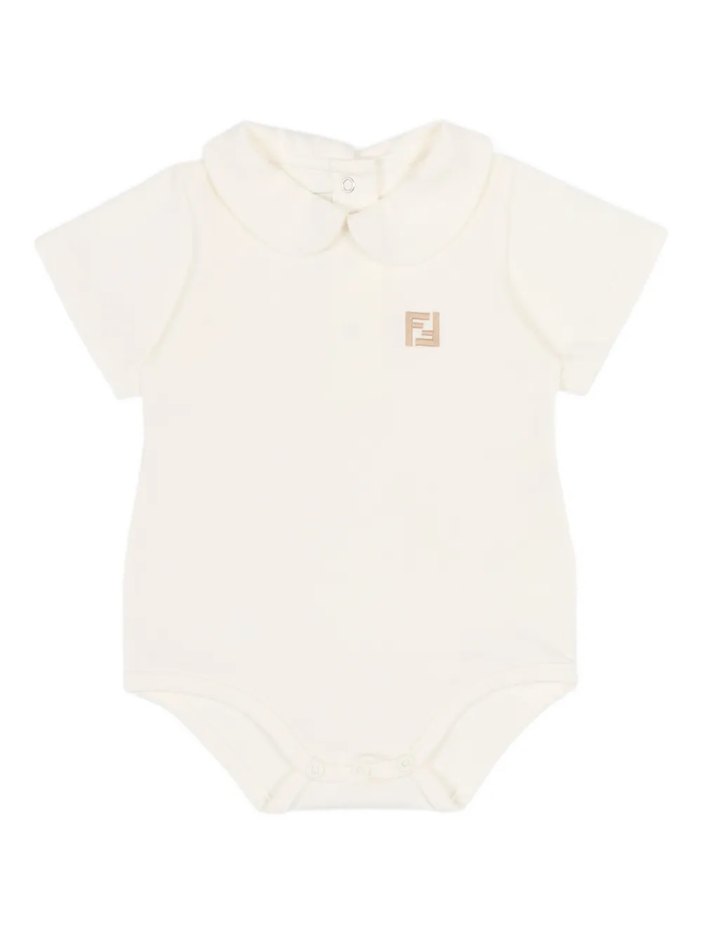 Fendi Kids Twee rompers met kraag en logo Beige