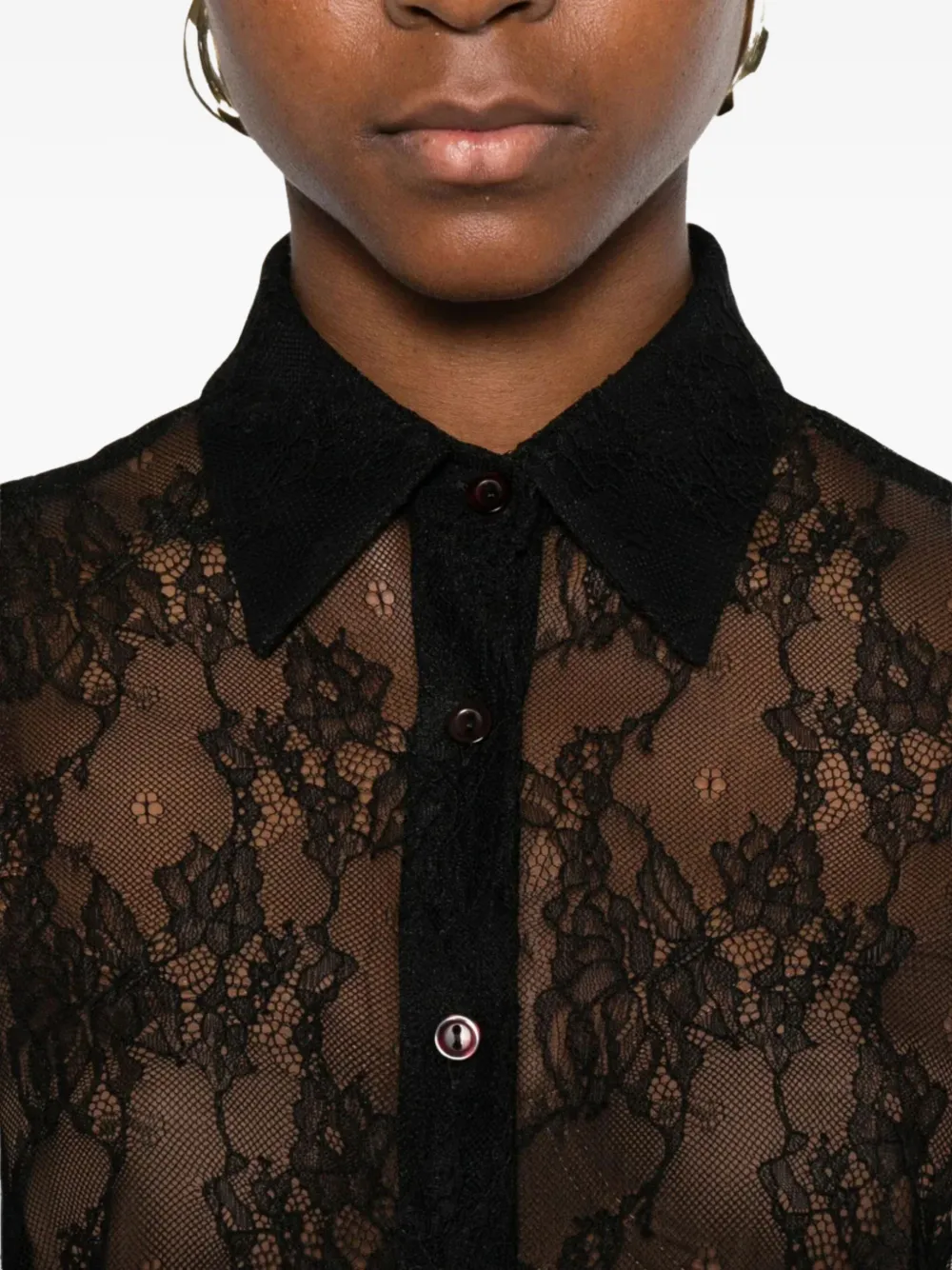 The Nina Studio Lace Buttoned Shirt In Multi