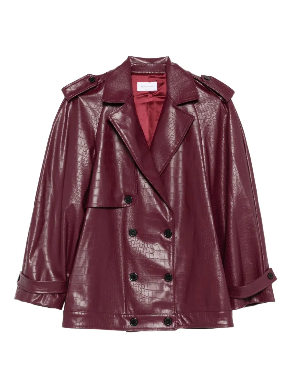 THE NINA STUDIO crocodile-effect double-breasted jacket - Rosso