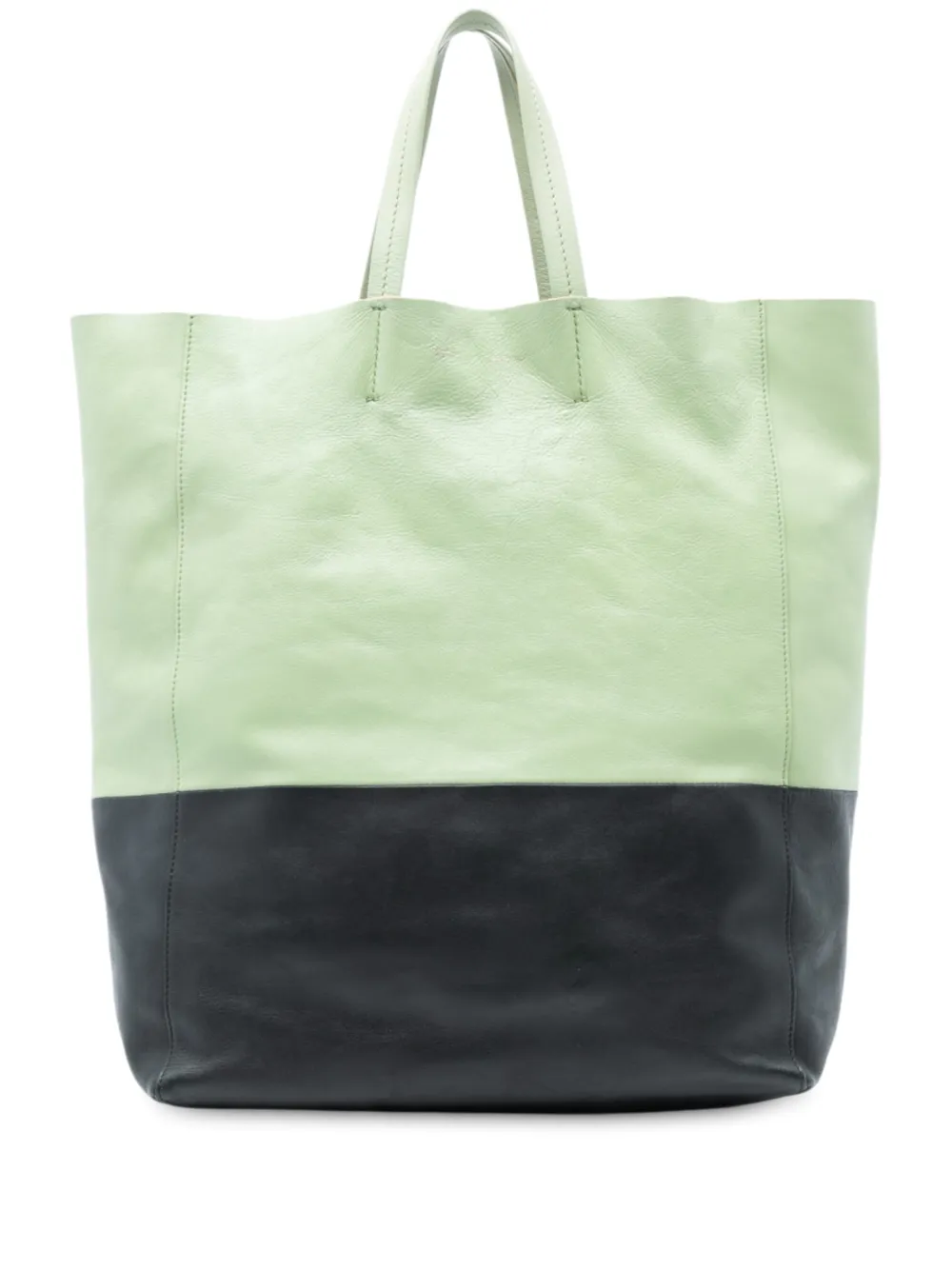 Pre-owned Celine 2013 Bicolor Leather Vertical Cabas Tote Bag In Green