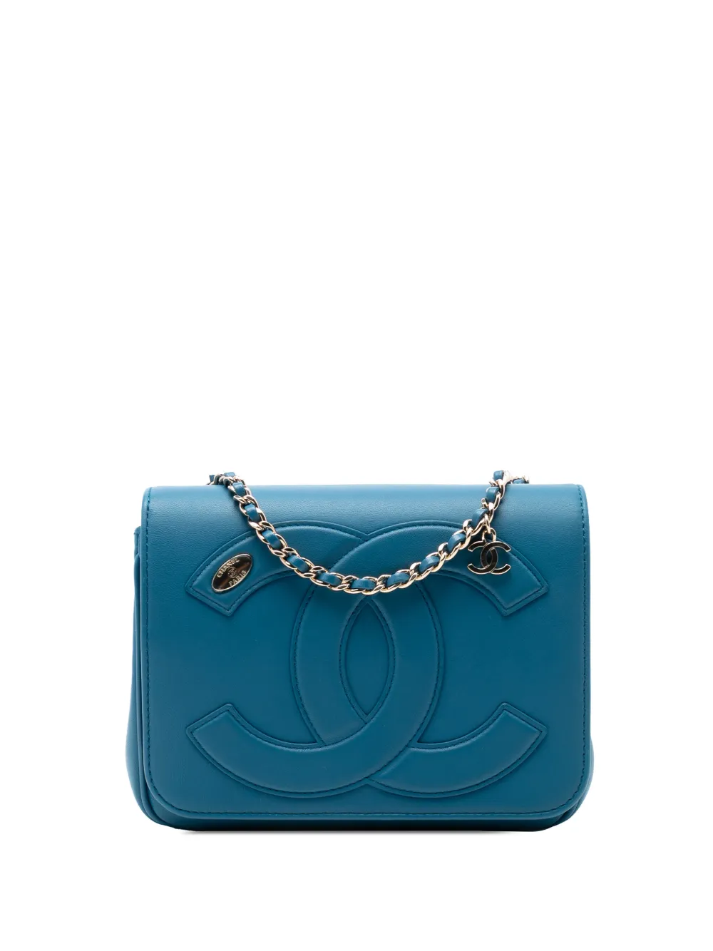 CHANEL Pre-Owned Borsa a tracolla CC Mania in pelle di agnello con battente 2019 - Blu