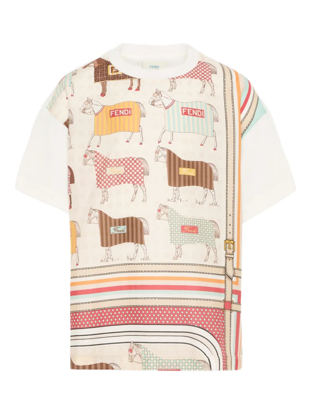 Fendi Kids horse print short-sleeve T-shirt - Toni neutri