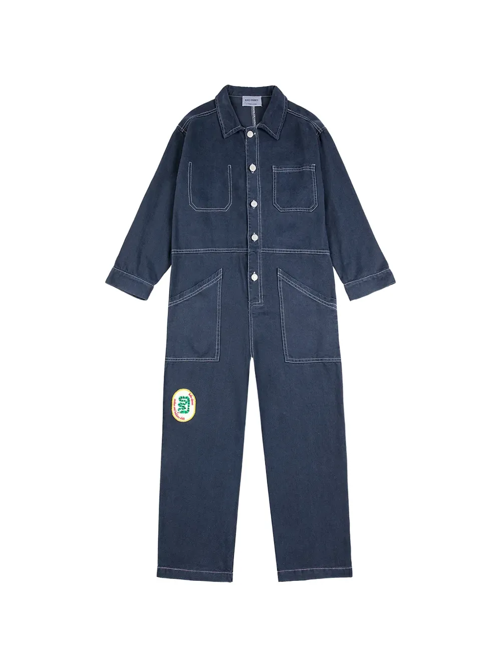 Bobo Choses patch topstitch denim jumpsuit - Blu
