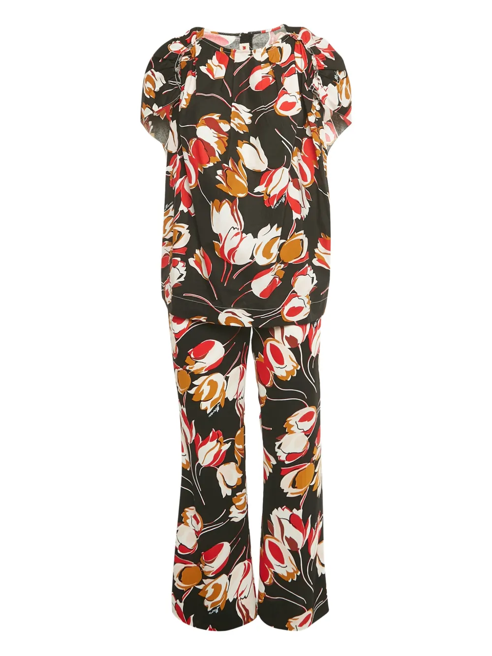 Marni Pre-Owned floral-print cotton jumpsuit - Nero
