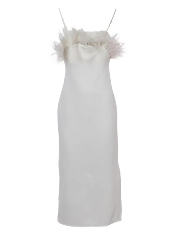 ELLIATT feather-detail Midi Dress | White | FARFETCH ELLIATT feather-detail Midi Dress | White | FARFETCH