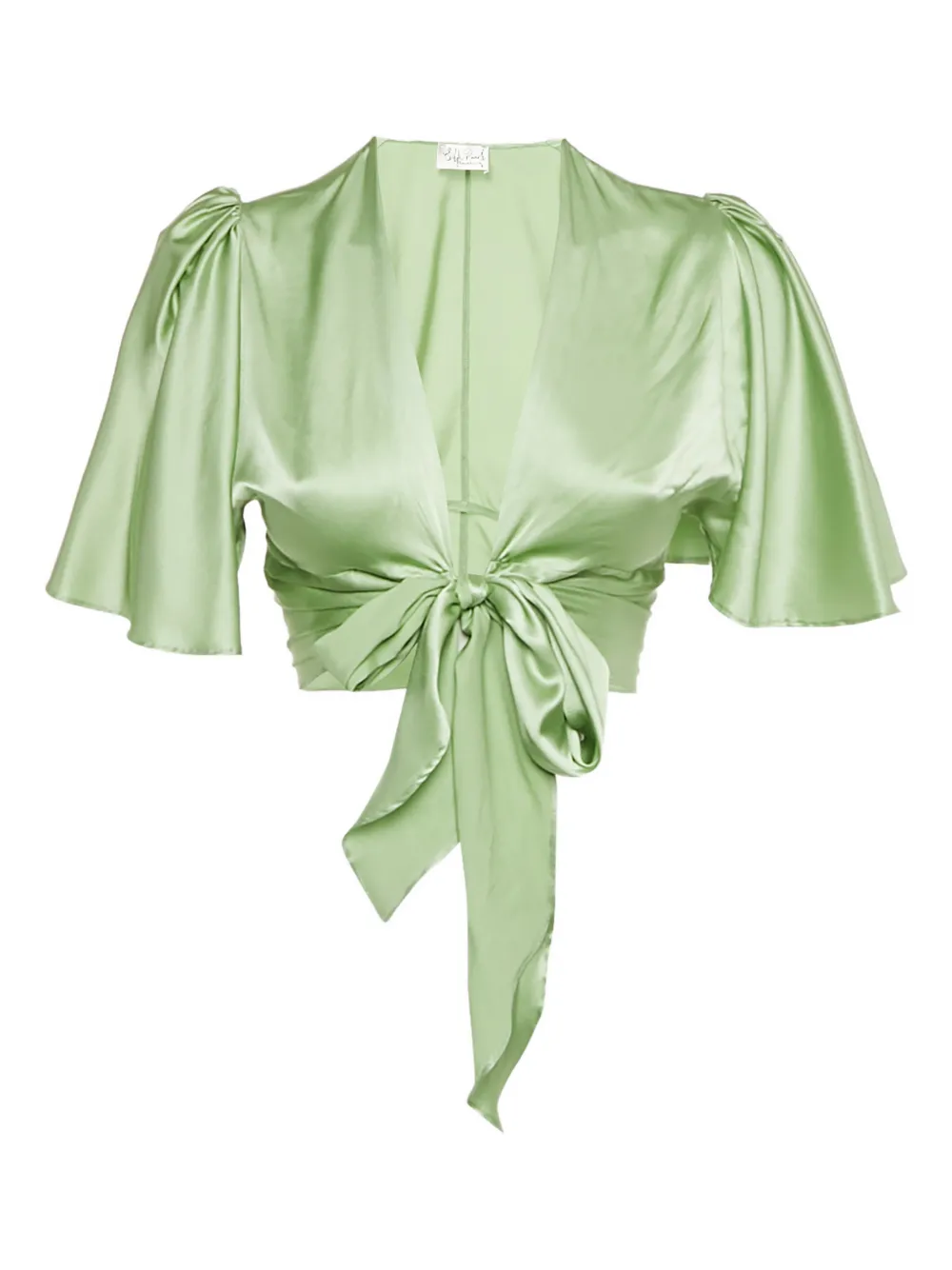 Pre-owned Adriana Iglesias Tie-up Silk Blouse In Green