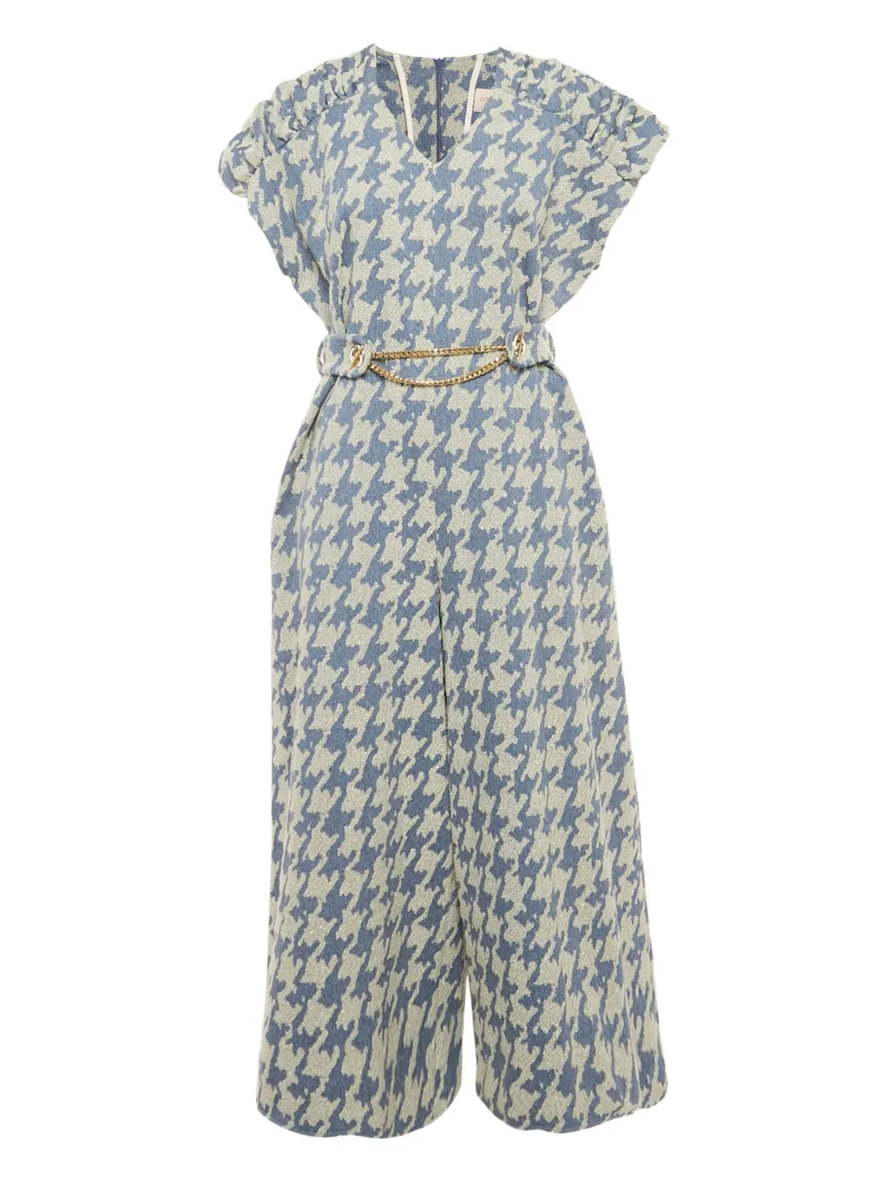 Poca & Poca houndstooth belted jumpsuit | Blue | Image 1