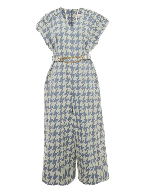 Poca & Poca houndstooth belted jumpsuit