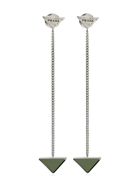 Prada Pre-Owned triangle-enamel chain earrings