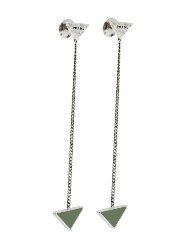 Prada Pre-Owned トライアングルエナメル ピアス | シルバートーン