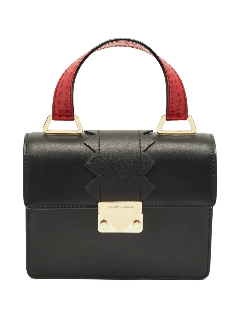 Emporio Armani Pre-Owned embossed-leather top-handle bag - Black