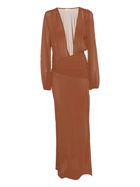 CAMILA COELHO mesh plunge-neckline dress