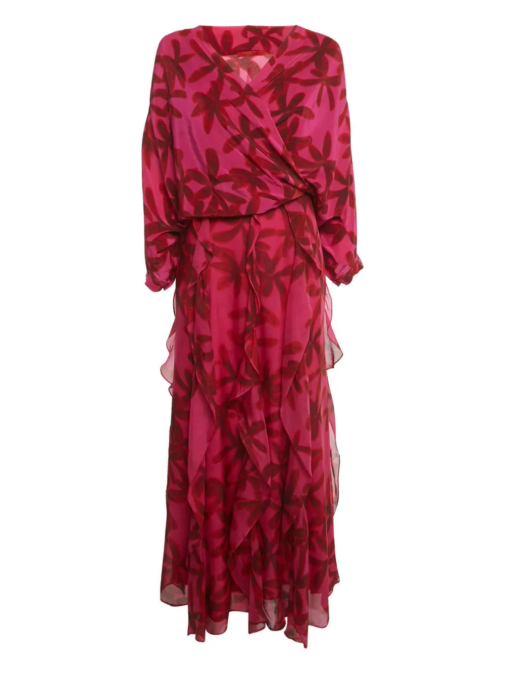 Carolina Herrera Vintage silk floral-print maxi dress - Rosa