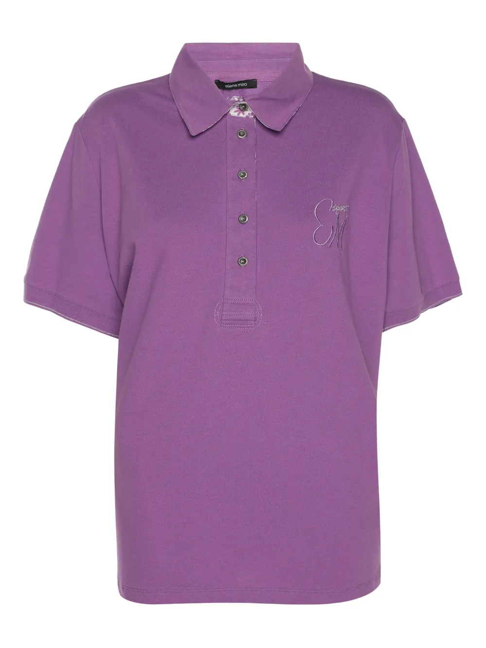 Pre-owned Elena Miro' Button-placket Polo T-shirt In Purple