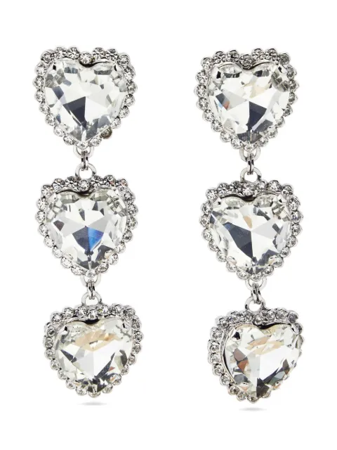 Alessandra Rich heart crystal drop earrings