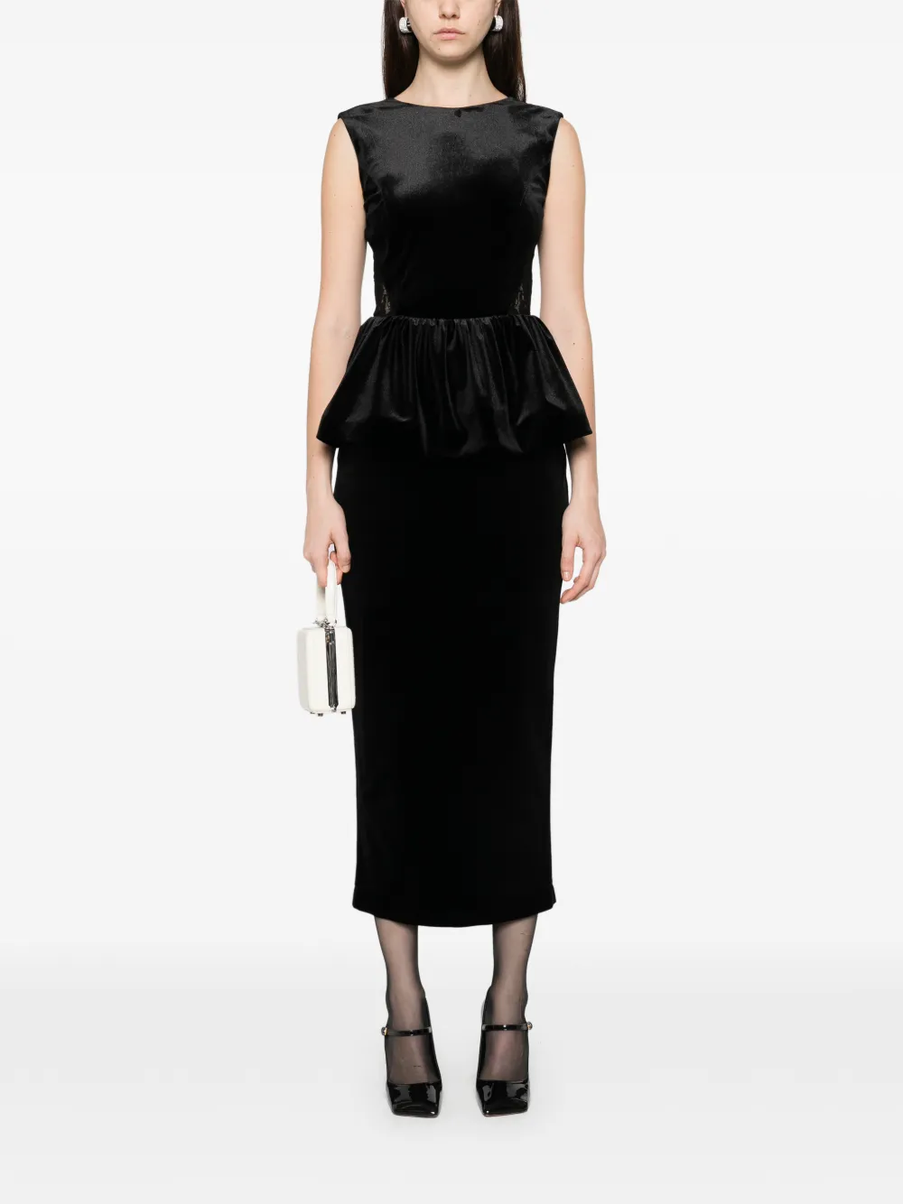 SILK LOVE & LACE Dominique maxi dress - Zwart